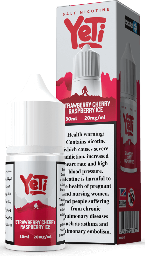 Strawberry cherry raspberry ice vape flavour by yeti